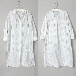 Zara Cotton Openwork Eyelet  Embroidery L Beachy Boho Vacation Coastal Pool